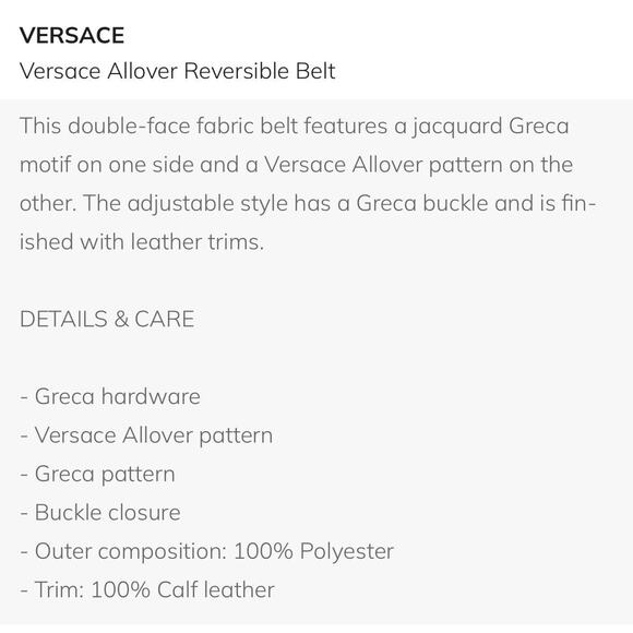 NWT Versace All-Over Logo Reversible Gold Buckle Brown Greca Ribbon Belt $425 - Picture 9 of 9